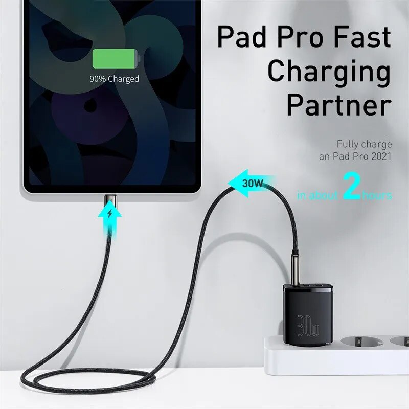 Baseus USB C Phone Charger 30W Type-C Fast Charger PD20W QC3.0 For iPhone 13 12 Pro Max Samsung Xiaomi Mini Compact For Travel