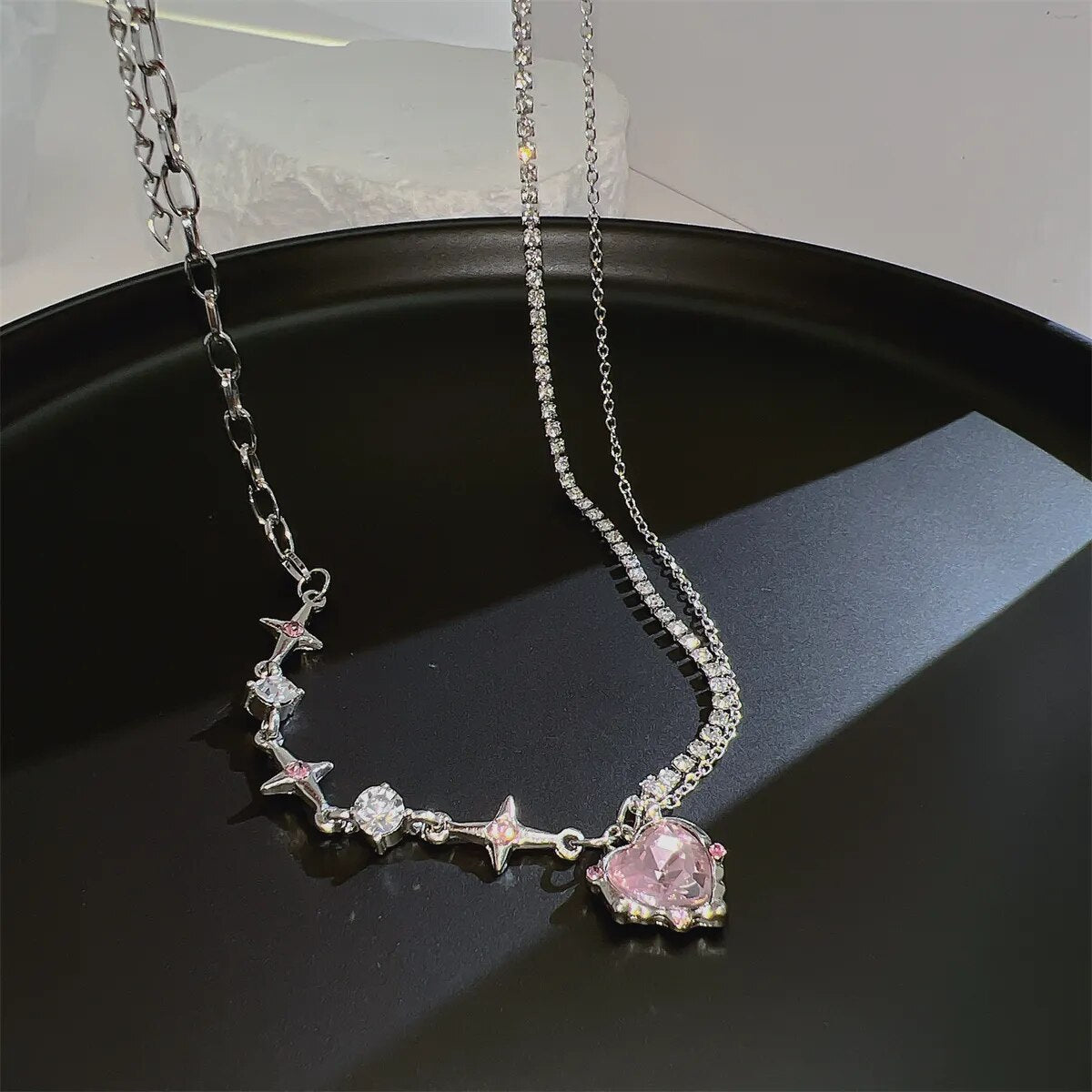 17KM Y2K Crystal Heart Necklace