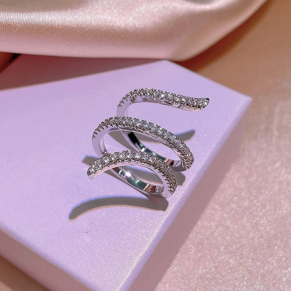 New Fashion 925 Silver Geometric Zircon Ring