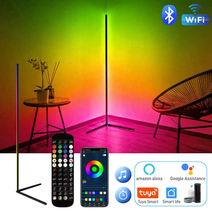 Living Room Dimmable RGB Corner Floor Lamp 140cm Stand Smart APP LED Mood Light for Bedroom Nordic Home Decor Interior lighting