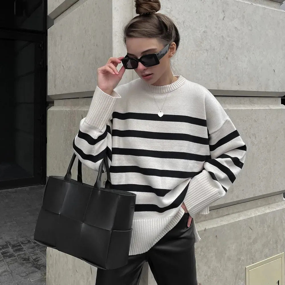 Casual Oversized Striped Pullovers