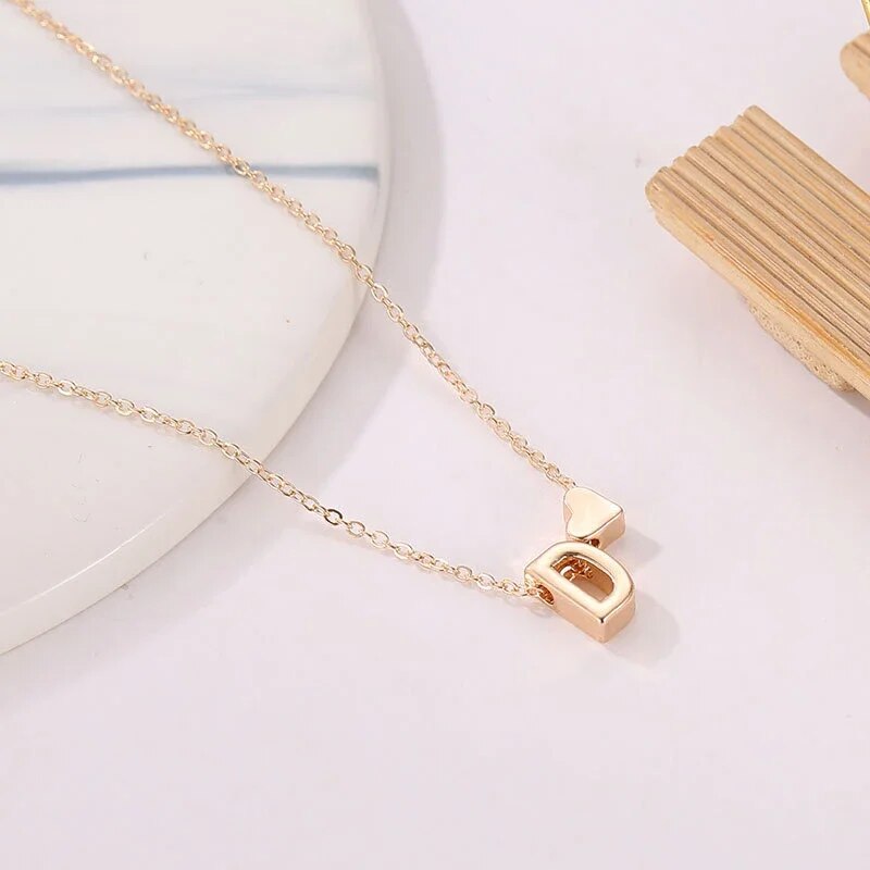 SUMENG Fashion Tiny Heart Dainty Initial Necklace