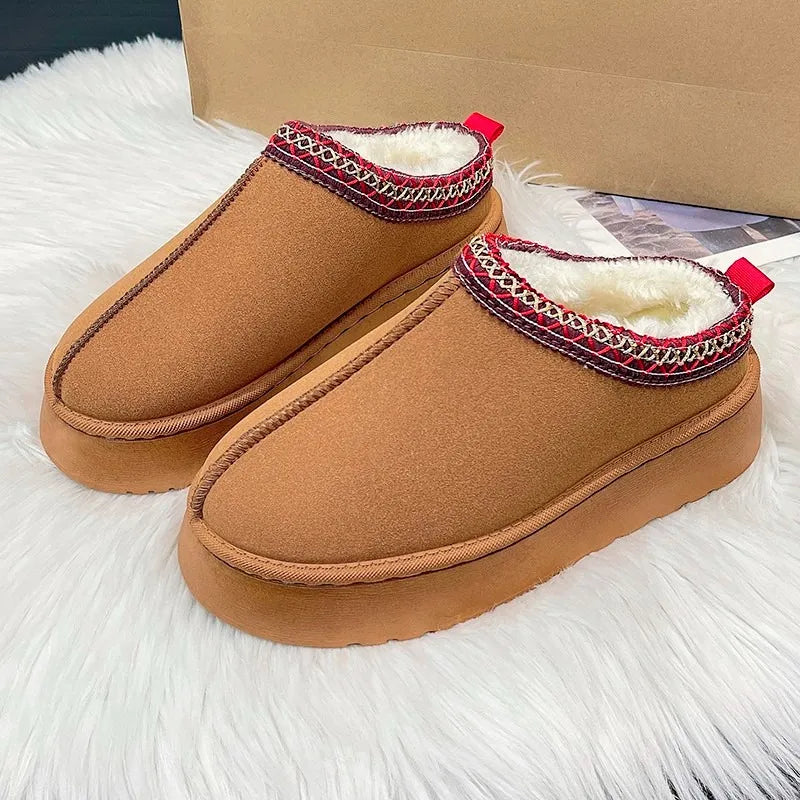 New Women's Wool Slippers Warm Platform