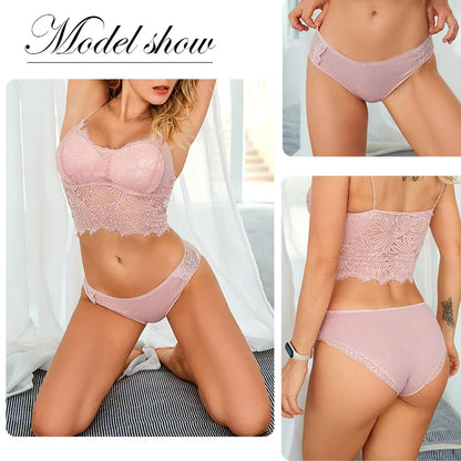 FINETOO 3Pcs/set Women Cotton Panties M-2XL Low-Rise Underwear