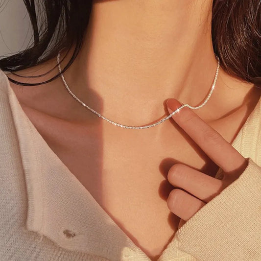 Popular Silver Colour Sparkling Clavicle Chain