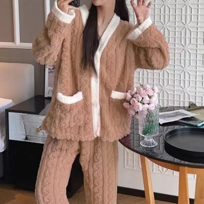 Casual Fleecing Hoodie Pajama Suit