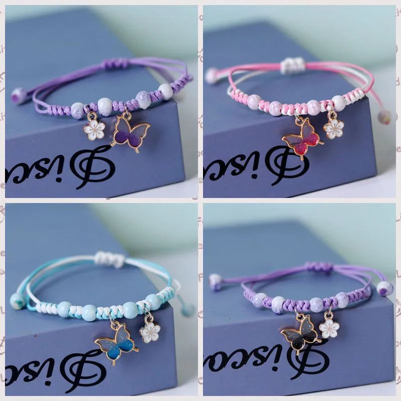 Handmade Purple Butterfly Flower Bracelet