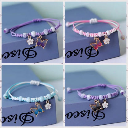 Handmade Purple Butterfly Flower Bracelet