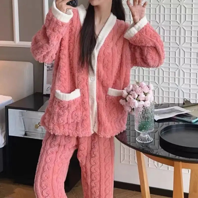 Casual Fleecing Hoodie Pajama Suit