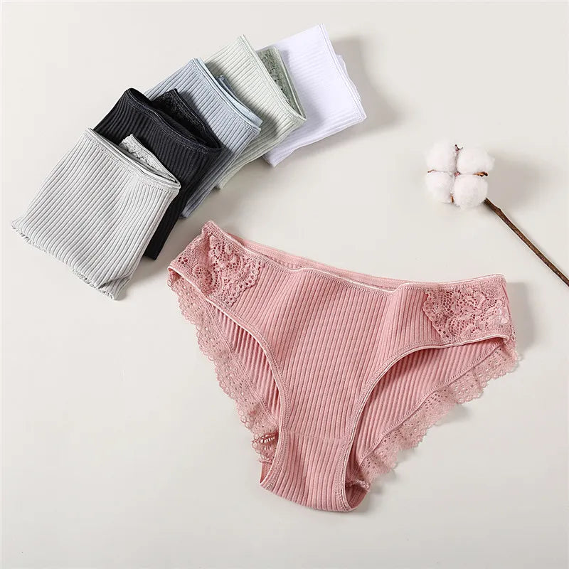 FINETOO 3Pcs/set Women Cotton Panties M-2XL Low-Rise Underwear