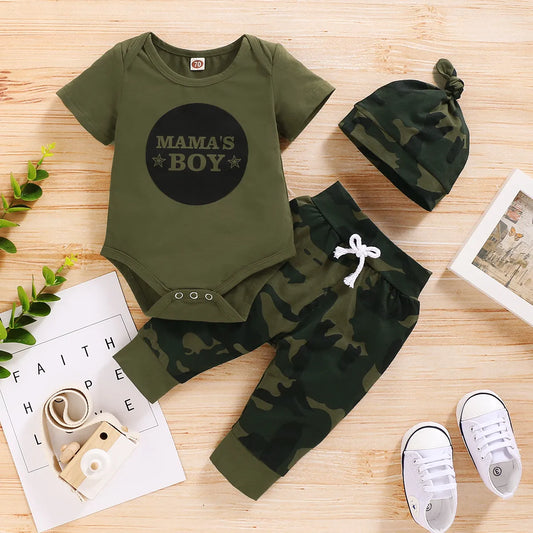 Short Sleeve Bodysuit + Camouflage Pants + Headband Outfit