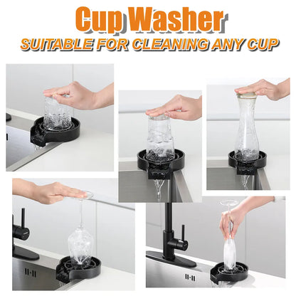 Automatic Cup Washer High Pressure Kitchen Glass Rinser Bar Bottle Cleaner Machine Cup Cleaning Tools for Beer Milk Bottle Tea