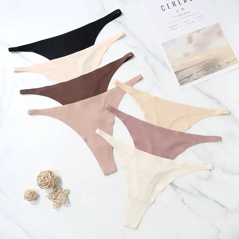 Ice Silk Seamless PantiesSoft Thin Band Thongs