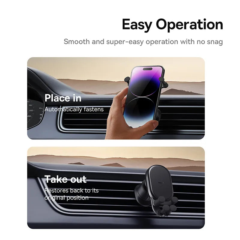 Baseus Car Phone Holder Gravity Auto Restorable in Car Air Vent Silicone Stand For iPhone 14 Xiaomi Samsung Car Mobile Support