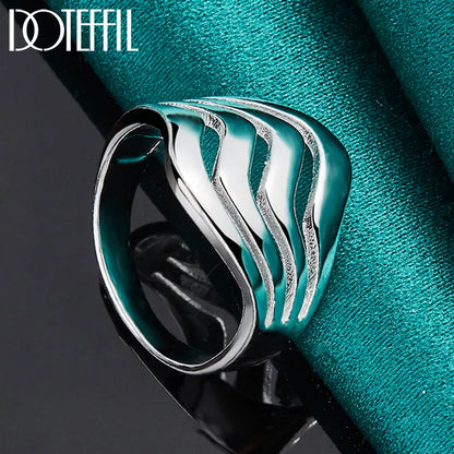 DOTEFFIL 925 Sterling Silver Four Lines Smooth Ring