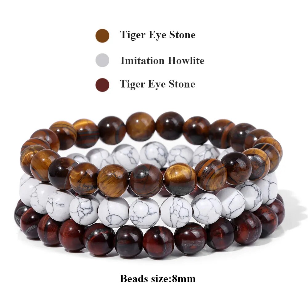 8mm Natural Stone Bracelet Set 3Pcs/set