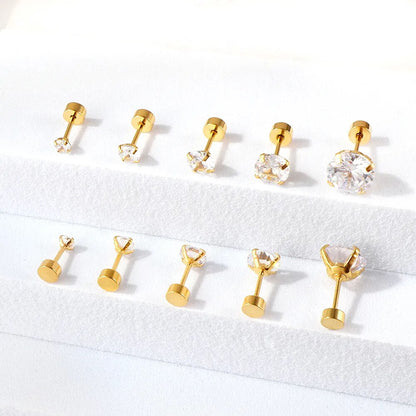 LUXUSTEEL 1Pairs/2Pcs Stainless Steel Crystal Studs Earrings