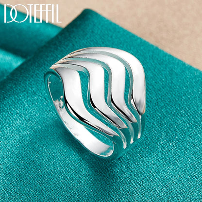 DOTEFFIL 925 Sterling Silver Four Lines Smooth Ring