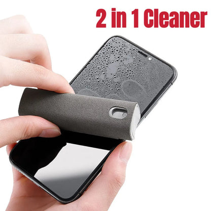 2 In 1 Phone Screen Cleaner Spray Computer Mobile Phone Screen Dust Remover Tool Microfiber Cloth For iPhone iPad Apple Polish