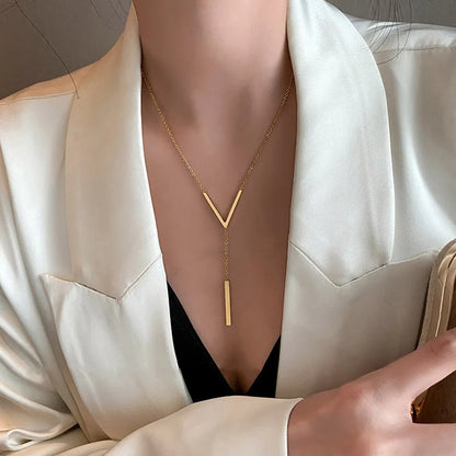 SUMENG New V-shaped Long Sexy Clavicle Necklace