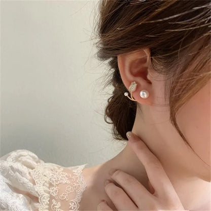 French Light Luxury Crystal Tulip Flower Stud Earrings