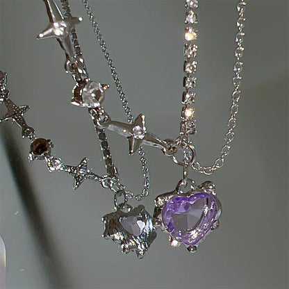 17KM Y2K Crystal Heart Necklace