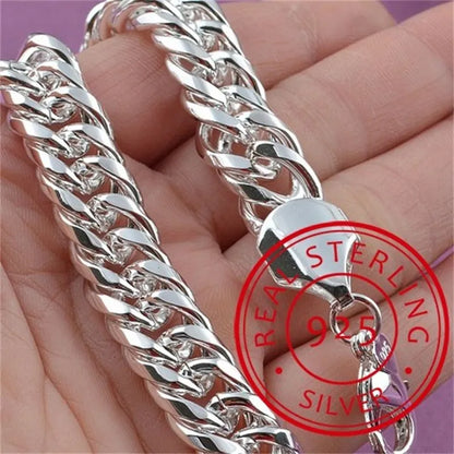 Noble 925 Sterling Silver Square Solid Chain Bracelet