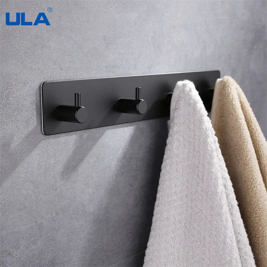 ULA Stainless Steel Wall Hook 3M Sticker Adhesive Door Hook Towel Clothes Robe Rack Toilet Accessories Shower Accessories