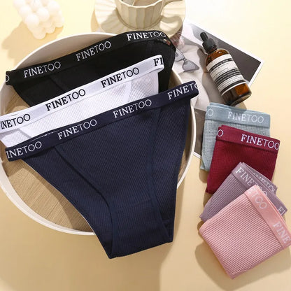 Finetoo 4PCS Cotton Panties for Women Sexy Letter Low Waist Briefs