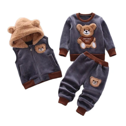 Baby Boys And Girls Clothing Set Tricken Fleece Children Hooded Outerwear