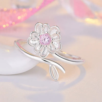 925 Sterling SilverOpen Flowers  Ring