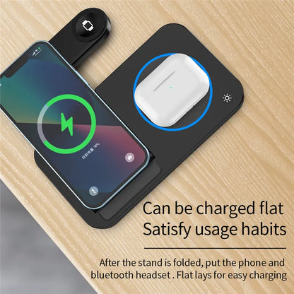 30W 4 in 1 Foldable Wireless Charging Station For iPhone 14 13Pro Apple Watch 7/6 For Samsung Galaxy Watch Chargers 4/3 S22 S21