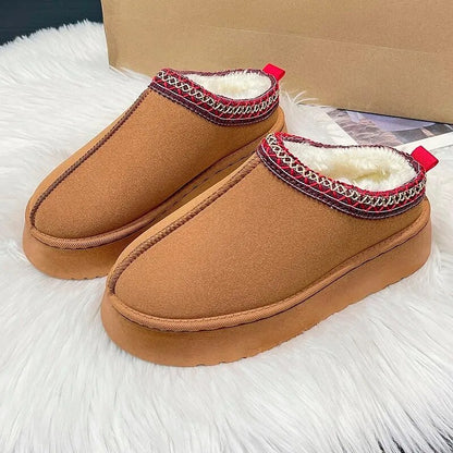 New Women's Wool Slippers Warm Platform