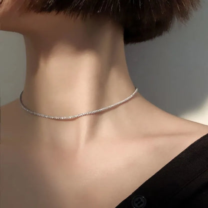 Popular Silver Colour Sparkling Clavicle Chain