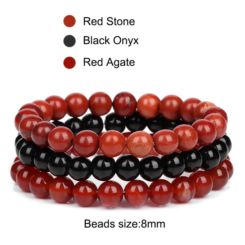 8mm Natural Stone Bracelet Set 3Pcs/set