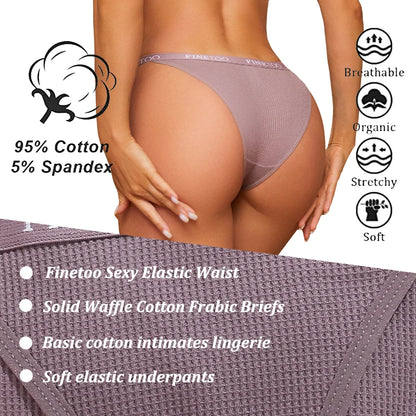 Finetoo 4PCS Cotton Panties for Women Sexy Letter Low Waist Briefs