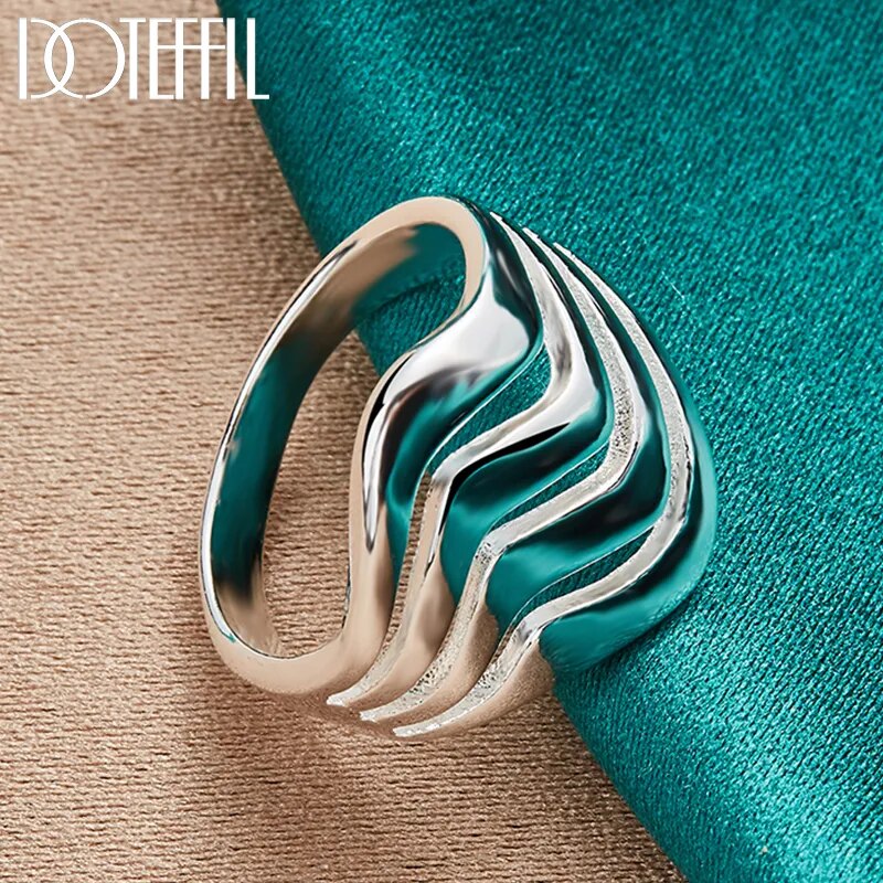 DOTEFFIL 925 Sterling Silver Four Lines Smooth Ring