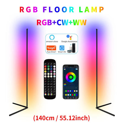 Living Room Dimmable RGB Corner Floor Lamp 140cm Stand Smart APP LED Mood Light for Bedroom Nordic Home Decor Interior lighting