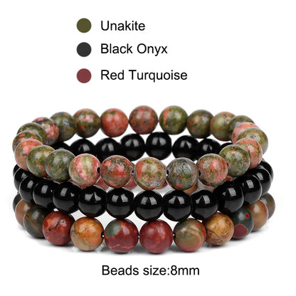 8mm Natural Stone Bracelet Set 3Pcs/set