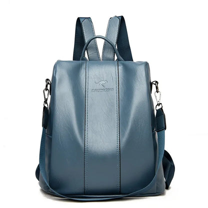 Anti-theft leather backpack vintage shoulder bag