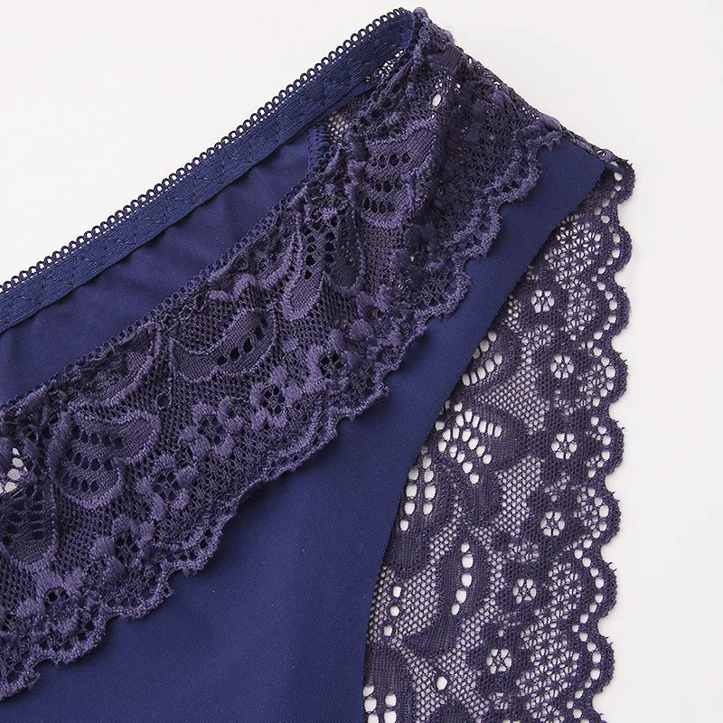 TrowBridge 3PCS/Set Panties Lace Silk Satin Underwear
