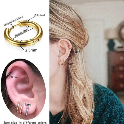 New Simple Stainless Steel Small Hoop Earrings