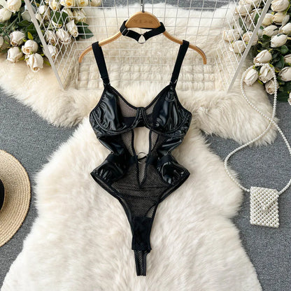 Hollow Combination Bodysuit Slim Fit Erotic Mesh Lace Jumpsuit