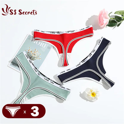 3PCS/Set Thong G-string Sexy Low-Rise Cotton Pantie