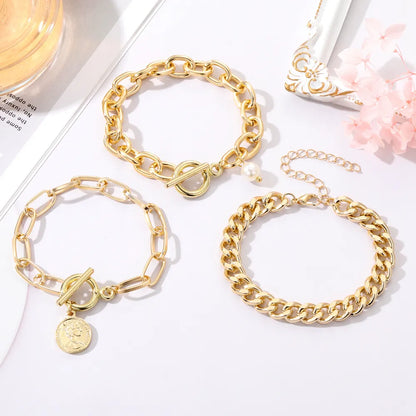 KISSWIFE Golden Cuban Link Chain Bracelets