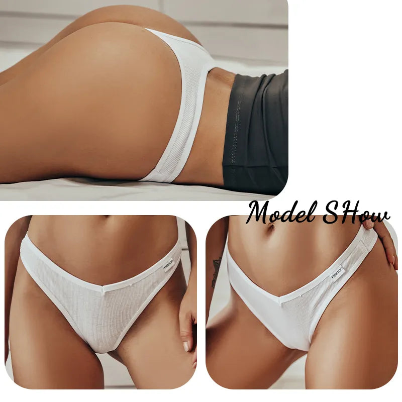 FINETOO 4Pcs/Set Cotton Thongs V Waist G-String