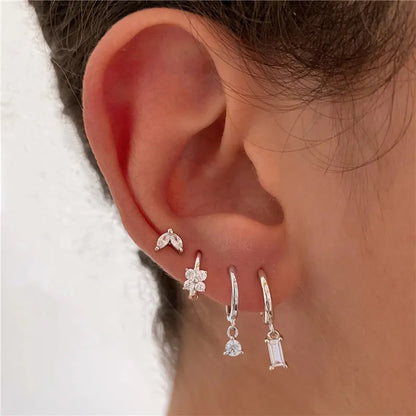 2PC Stainless Steel Little Huggies Hoop Earrings