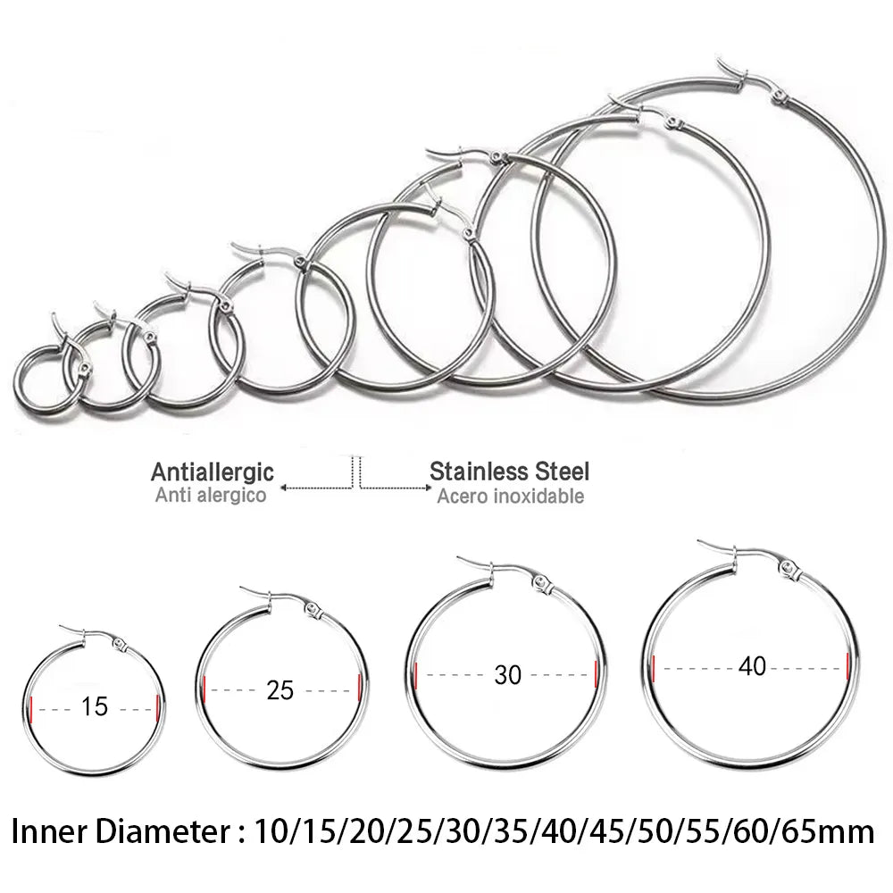 LUXUSTEEL Gold Color Stainless Steel Hoop Earrings