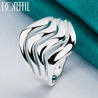 DOTEFFIL 925 Sterling Silver Four Lines Smooth Ring