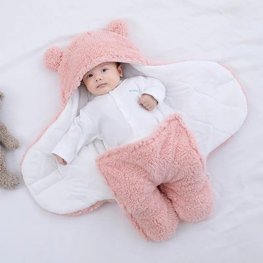 Blankets Plush Swaddle Wrap Ultra-Soft Fluffy Fleece Sleeping Bag